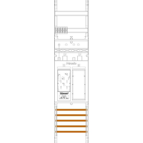 F-Tronic Zählerfeld ER6DS-16 1-feldrig H=1050mm 1-eHZ 16mm²