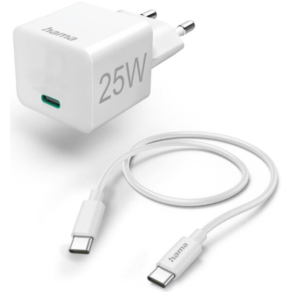 Hama Schnellladegerät USB-C, Mini-Ladegerät, PD, 25W, 1,5m ws