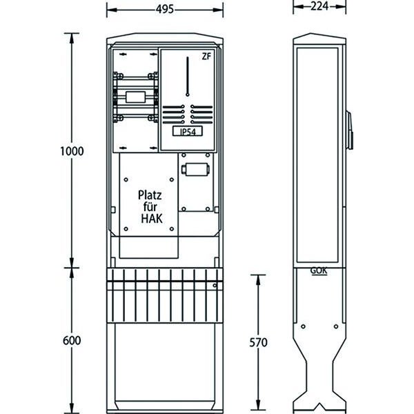 UESA Zähleranschlusssäule ZAS-1-FL Flachschrank TEN