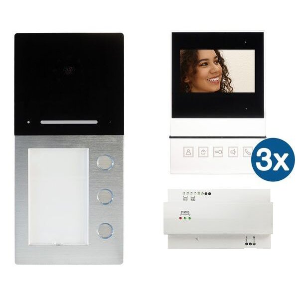 HHG Video-Sprechanlagen-Set Set mit AS AP 3-Fam. mit Monitor Basic