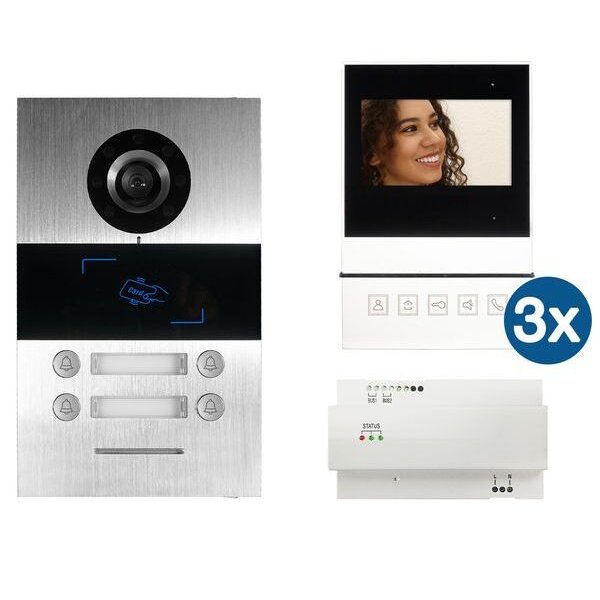 HHG Video-Sprechanlagen-Set Set mit AS UP 3-Fam. mit Monitor Basic