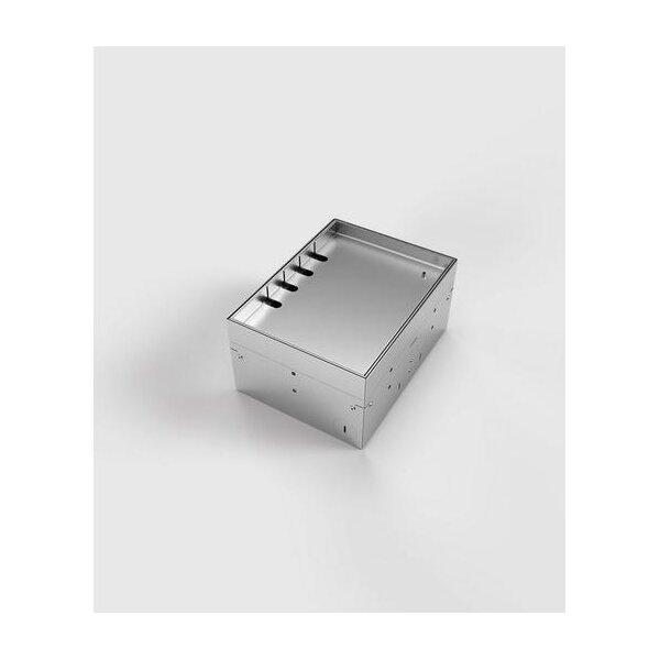 BS Bodensteckdose mit Deckel Alu Natur 3x Schuko 2f. RJ4
