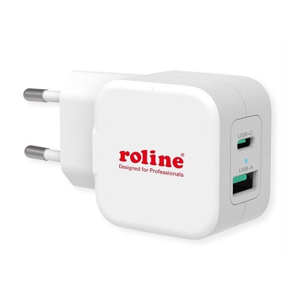 SCMP USB-Ladegerät ROLINE 2-Port Typ-A QC3.0 Typ-C PD 20W