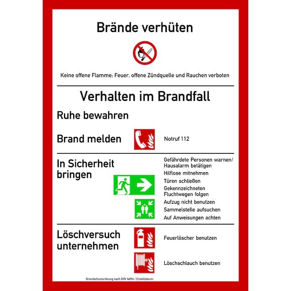 PROTEC Brandschutzordnung PABSOS Aushang Schild