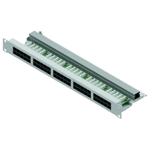 1PROTEC Telefonpatchpanel LSA+ 19" 1HE PNPP350 50xRJ45 Cat3 ISDN  lichtgrau