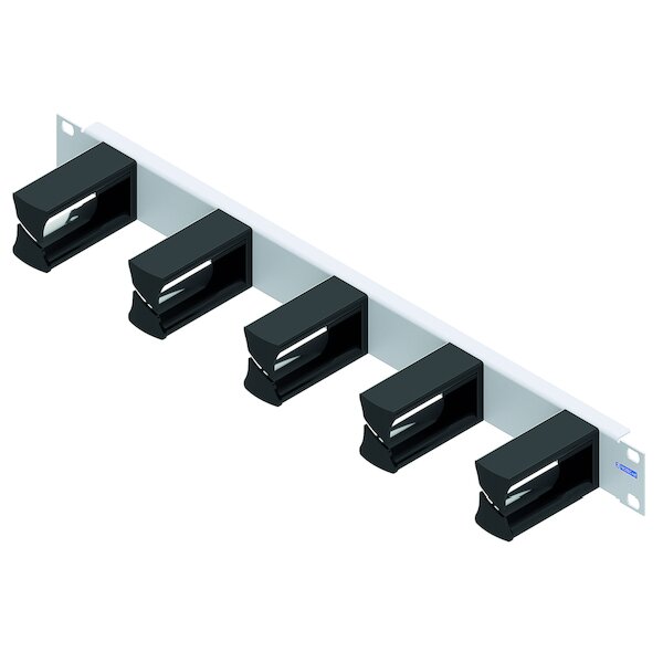 1PROTEC Rangierpanel 19" 1HE Metall LWL PNRP191HE75 2K-Kunststoffbügel 44x75mm