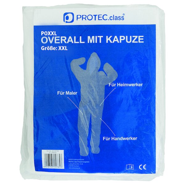 PROTEC Overall POXXL Gr.XXL m. Kapuze weiß
