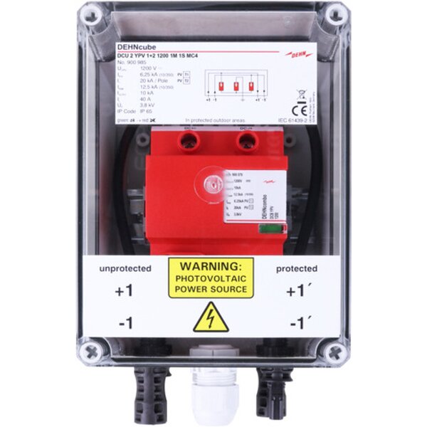DEHN Generatoranschlusskasten 1+2 IP65 1MPPT mit 1 String bis 1200V DC