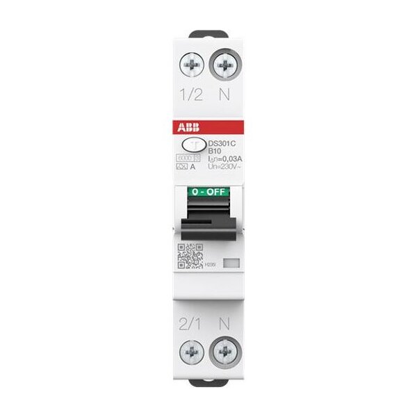 ABB FI/LS-Schalter DS301CA-B10/0,03 6kA 1P+N B10A 30mA
