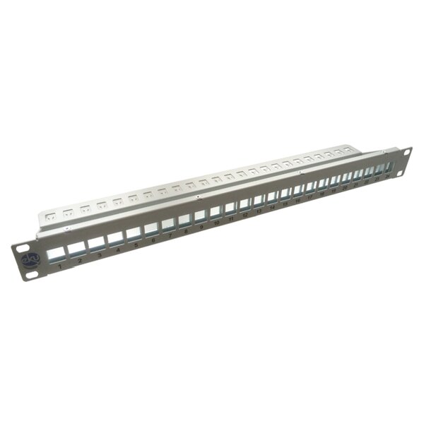 EKU e-stone Panel 24 Port leer incl. Kabelabfangung  RAL7035 lichtgrau