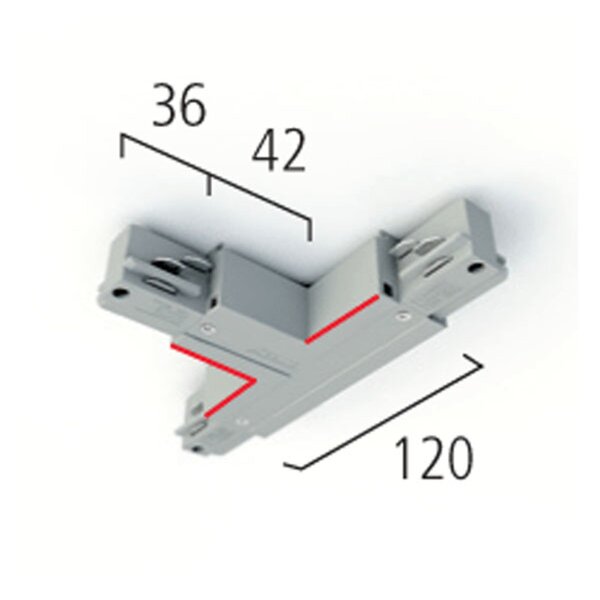 Eutrac T-Verbinder LB24 Schutzleiter innen rechts silber