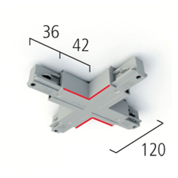Eutrac X-Verbinder LB24 m.Einspeisung silber