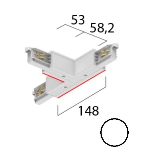 Eutrac T-Verbinder LB24 3~ Onetrack außen rechts weiß