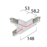 Eutrac T-Verbinder LB24 3~ Onetrack innen links weiß