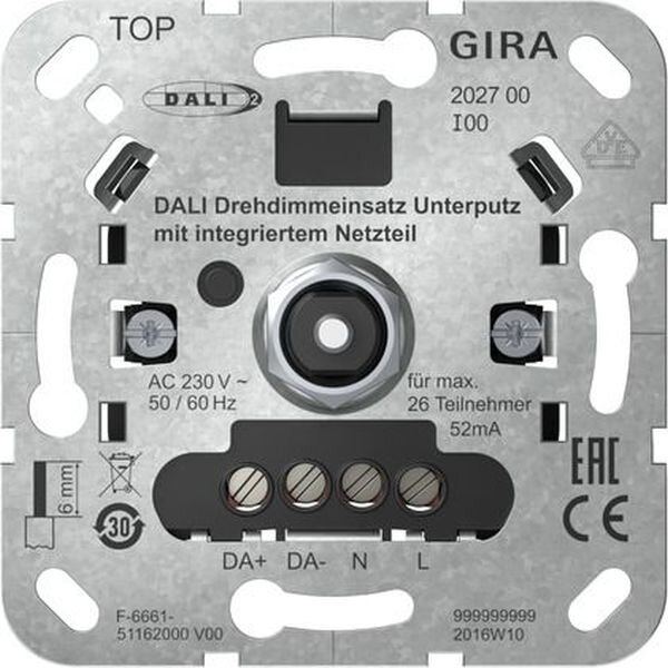 Gira Uni-LED-Drehdimmeinsatz 202700 DALI UP Netzteil Einsatz