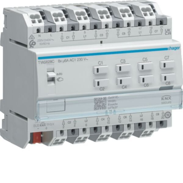 Hager Rollladen-/Jalousieaktor TYAS628C 8-fach KNX, 230V