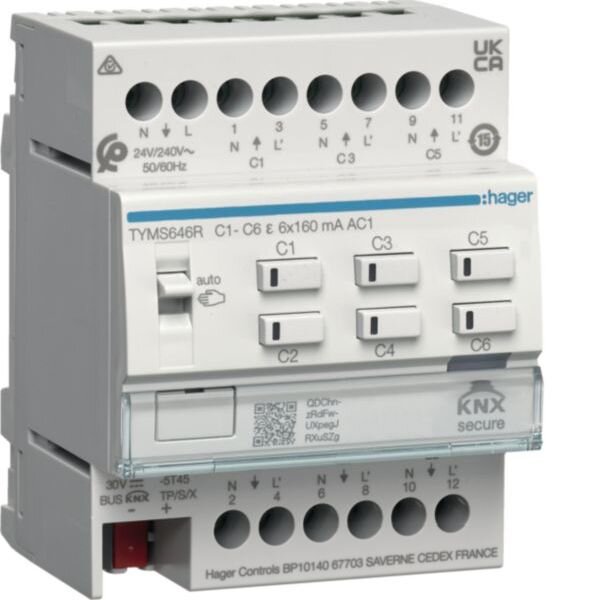 Hager Heizungsaktor 6fach KNX Secure mit Regler für 24/230V
