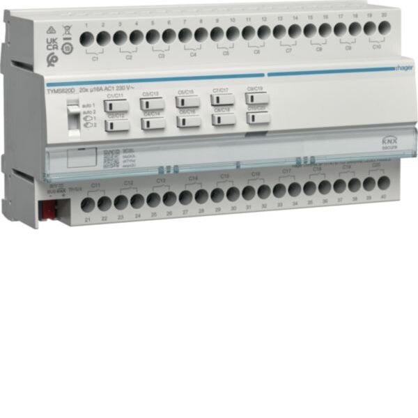 Hager Schalt-/Jalousieaktor 20/10fach KNX Secure 16A C-Last