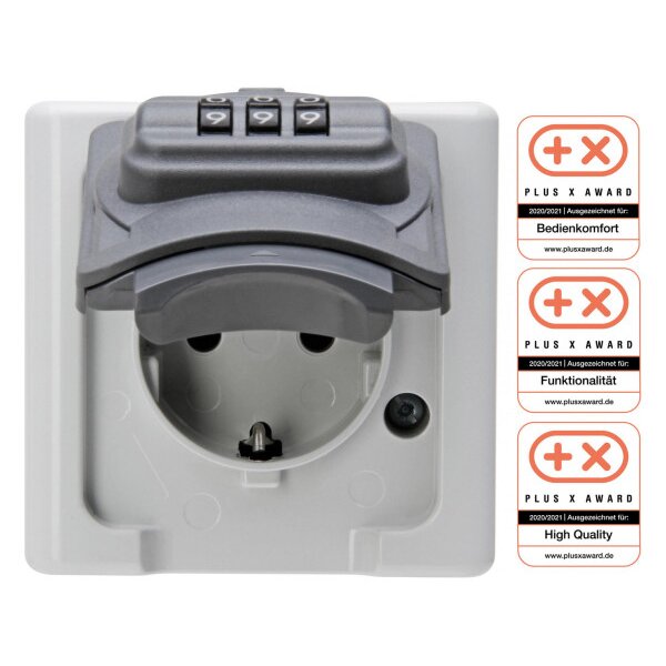 Kopp SCHUKO-Steckdose AP Zahlenschl. 16A 250V grau