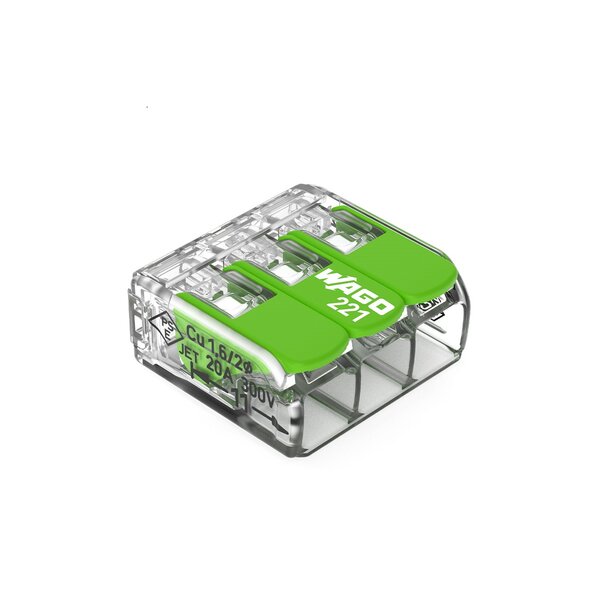Wago Verbindungsklemme Green Range  3 Leiter 4gmm transparent