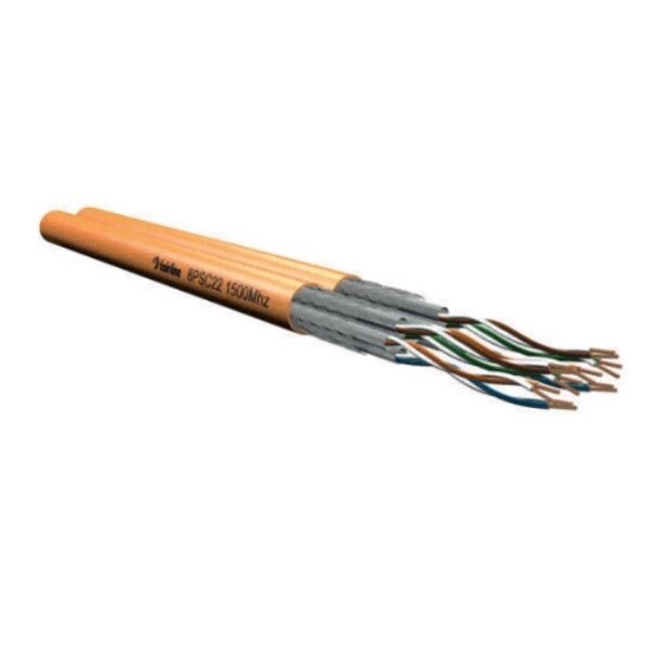 Elmat Schlagheck Datenkabel Cat7A 1500MHz B2ca 2x4P22 S/FTP LSHF-FR orange RG100m