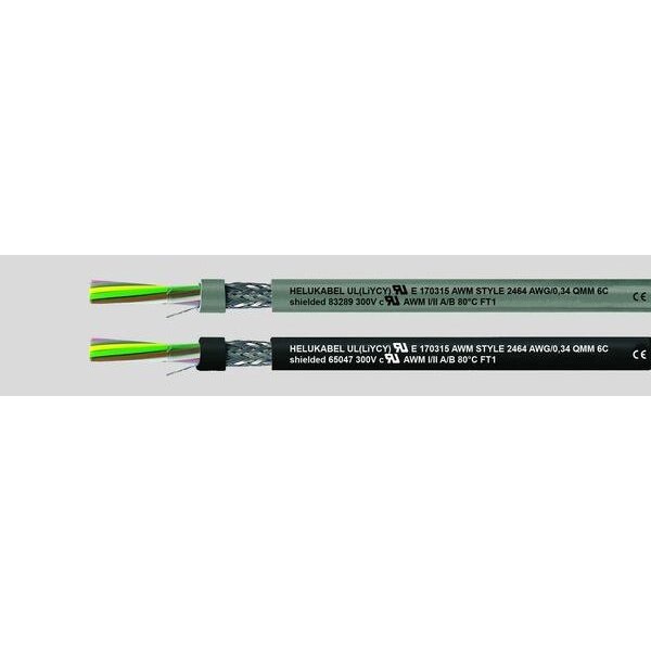 Helukabel PVC-Steuerleitung ohne Schutzleiter UL LiYCY 6x0,23 qmm 24 AWG grau TR500m