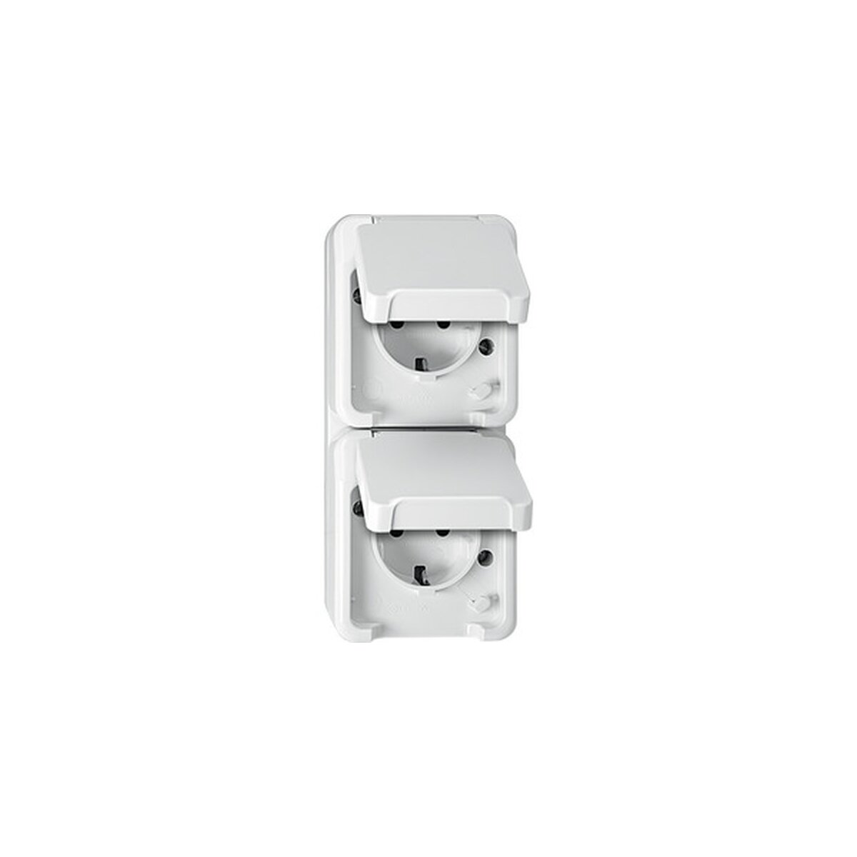 Merten MEG2321-8029 SCHUKO-dubbel stopcontact, horizontaal geplaatst, lichtgrijs, AQUASTAR, grijs