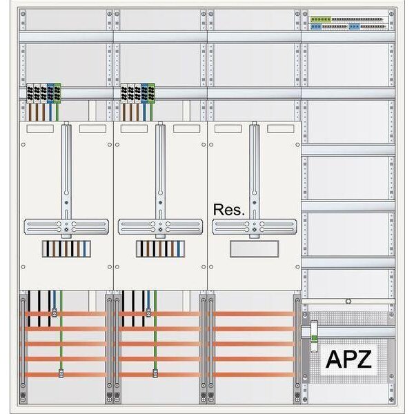 ABN Zählerschrank 3Pkt 2Z 1R 1V 1APZ sHS Kabelkanal 5polig