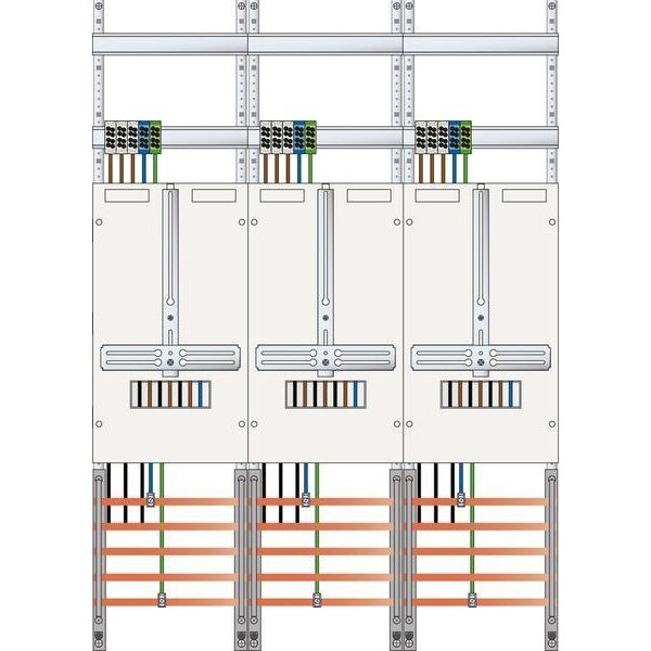 ABN Zählerfeld 3Pkt 3Z Klemmstein 5polig 750x1050mm